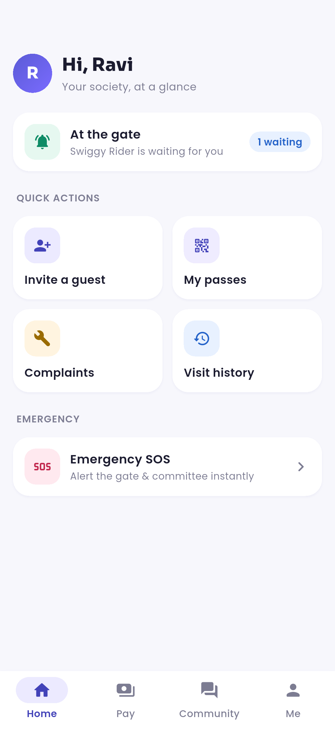 Dwaari resident home screen